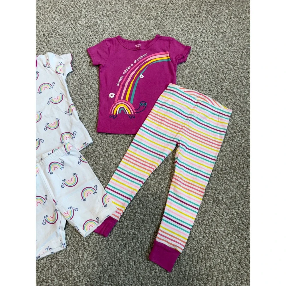 Carter's Size 2T Pajama Set Rainbow Turtle‎ Top Striped Pants Toddler Girl